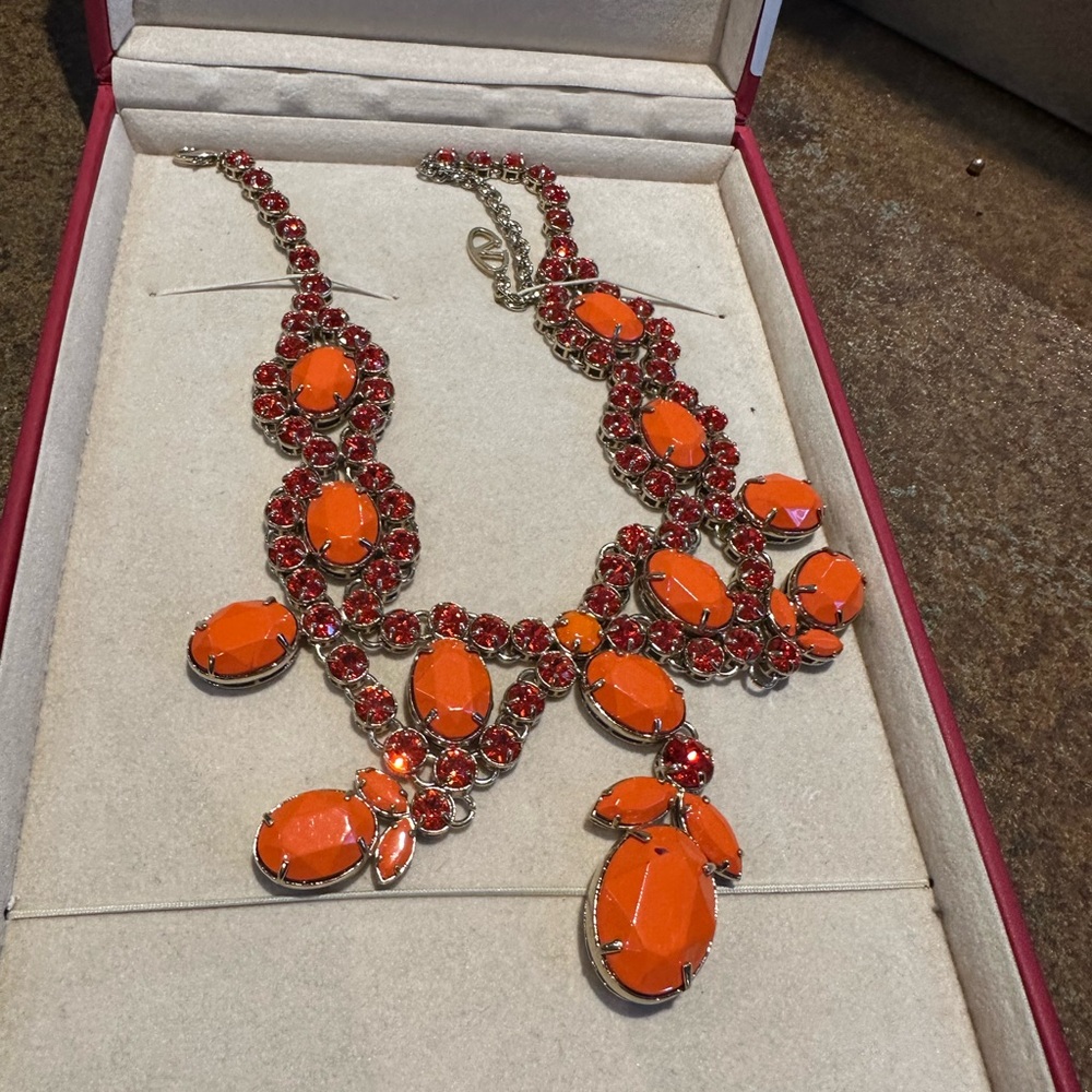 NEW Valentino Orange Rhinestone Necklace